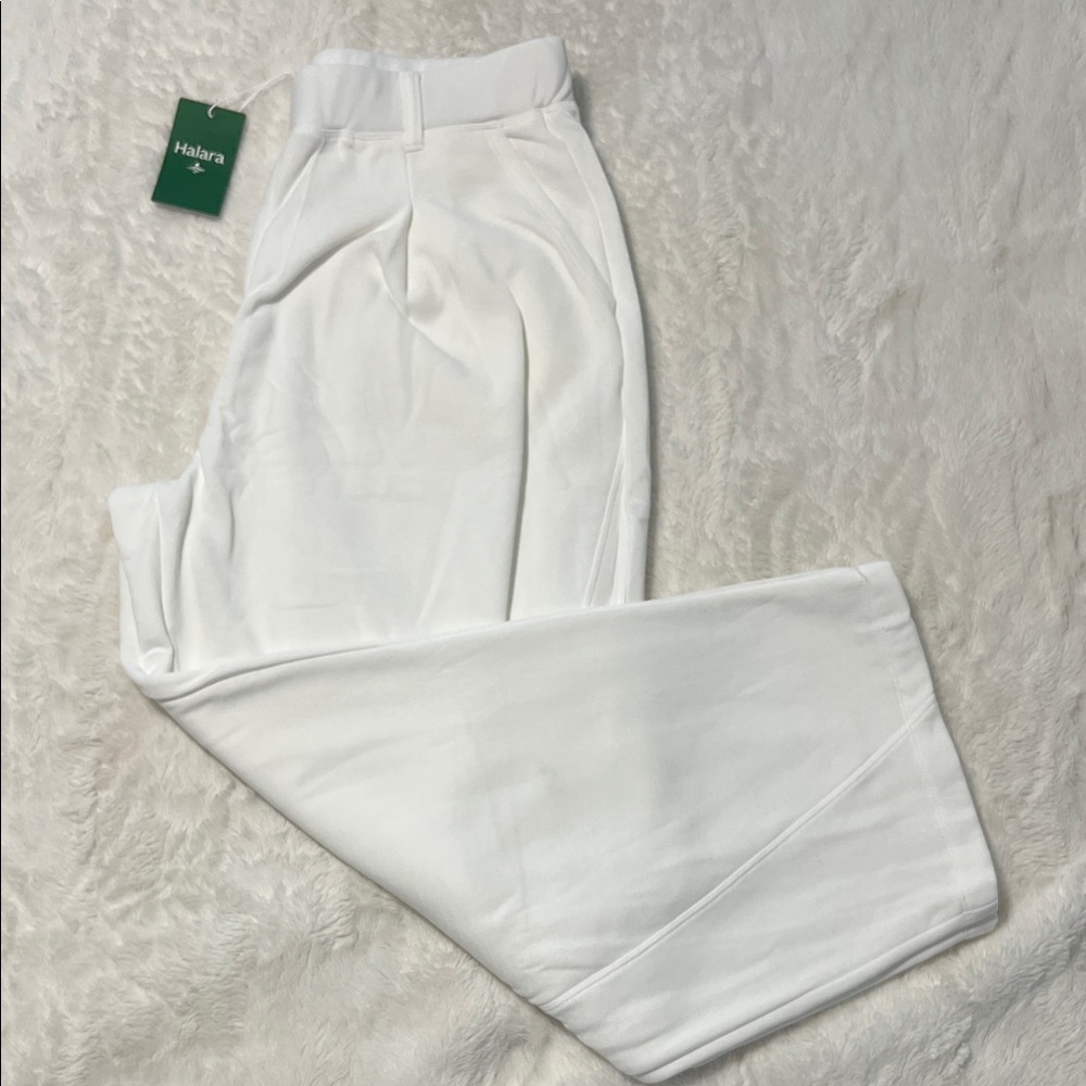 HALARA White Wide-Leg High-Rise Pants